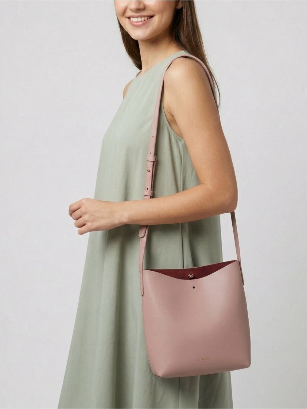 Samara Shoulder Bag Crossbody Purse in Peony Pink | Minimalist
